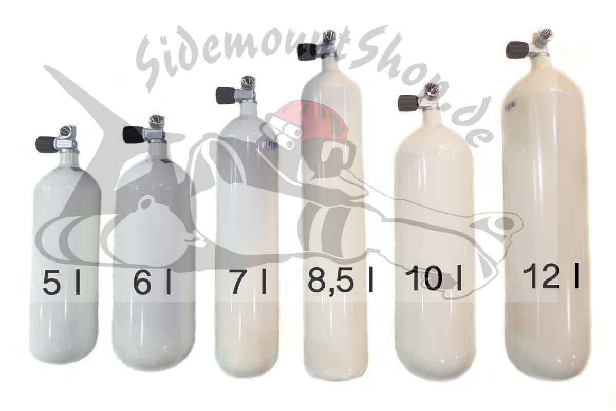 Lang  TAG oder Z-Ventil Aqualung Stahl Tauch Flasche Mono 10-12-15 Liter Kurz 